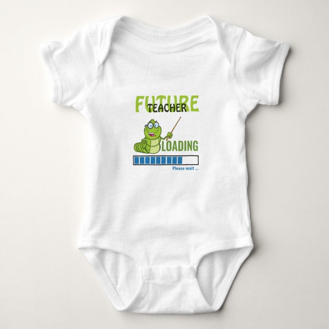 Future Teacher Loading Funny Dusche Party Unisex Baby Strampler (Vorderseite)