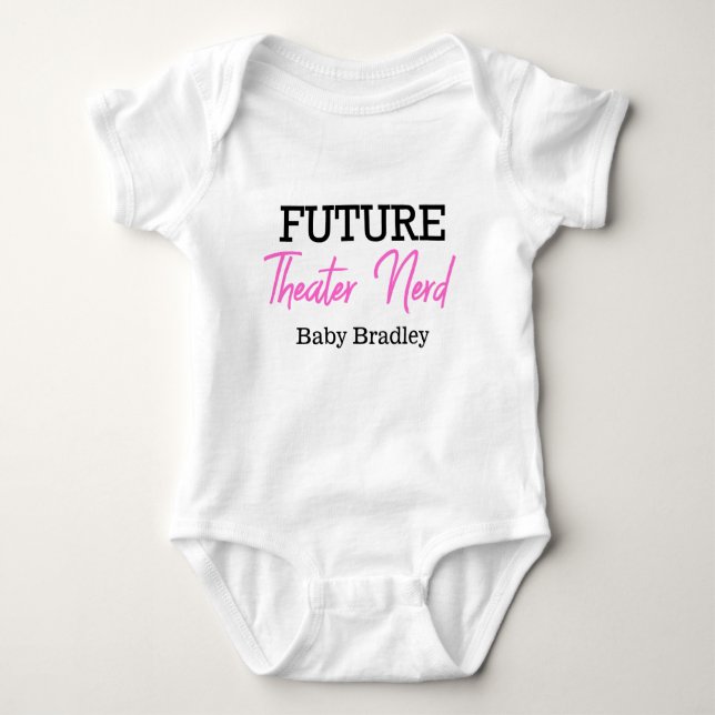 Future Theater Nerd Rosa Personalisiert Baby Strampler (Vorderseite)