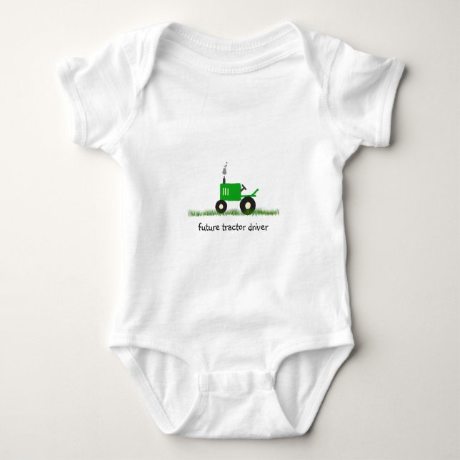 "Future Traktor Driver" Baby Green Traktor Baby Strampler (Vorderseite)