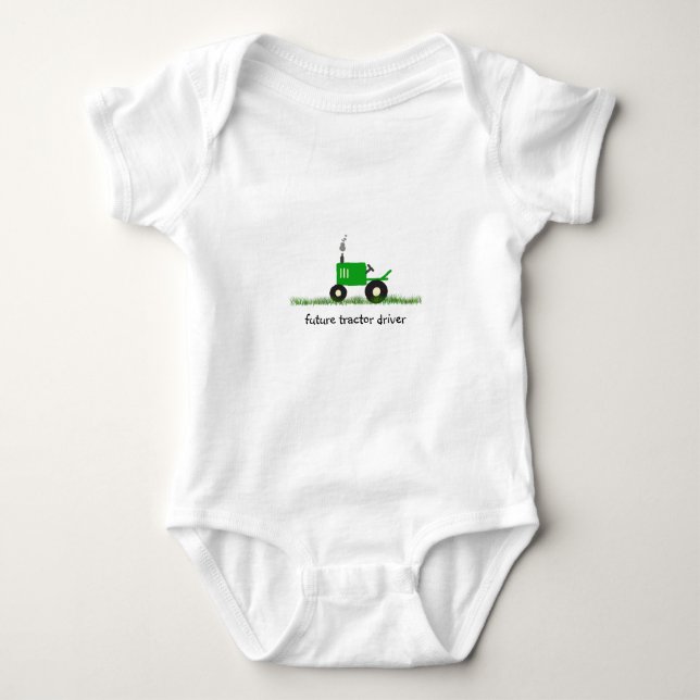 "Future Traktor Driver" Baby Green Traktor Strampler (Vorderseite)