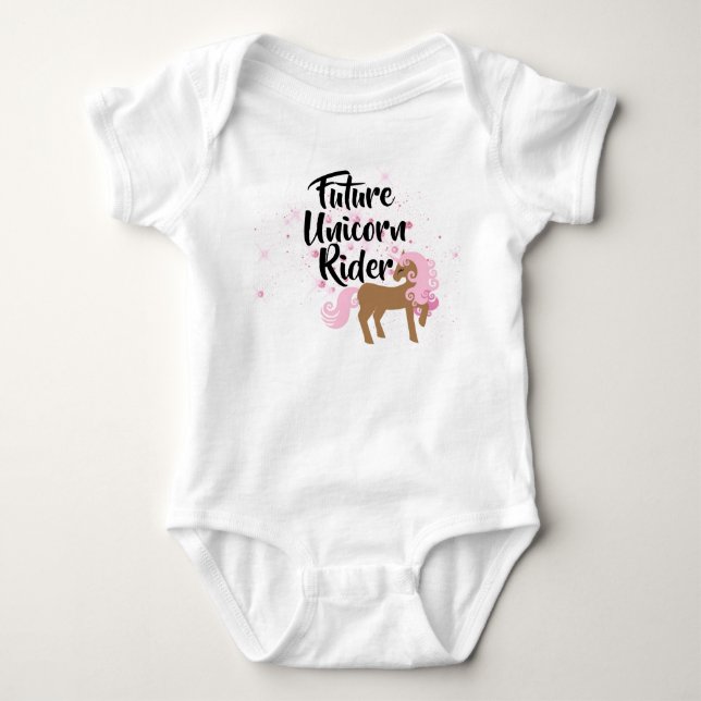 Future Unicorn Rider Baby Strampler (Vorderseite)