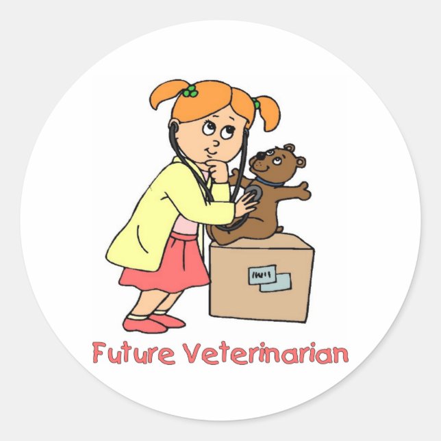 Future Vet - Kleines Mädchen Runder Aufkleber (Vorderseite)