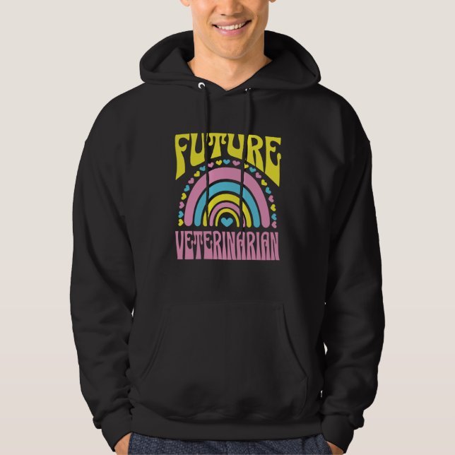 Future Veterinarian Bright Retro Rainbow Veterinar Hoodie (Vorderseite)