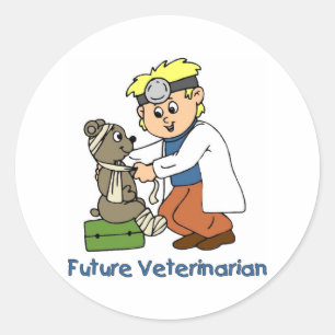 Future Veterinarian - Little Boy Runder Aufkleber
