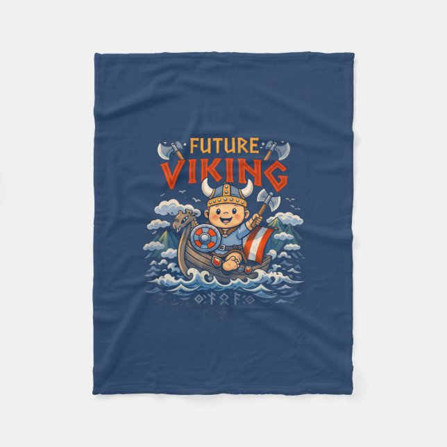 Future Viking Funny Norwegian Fleece Blanket (Vorderseite)
