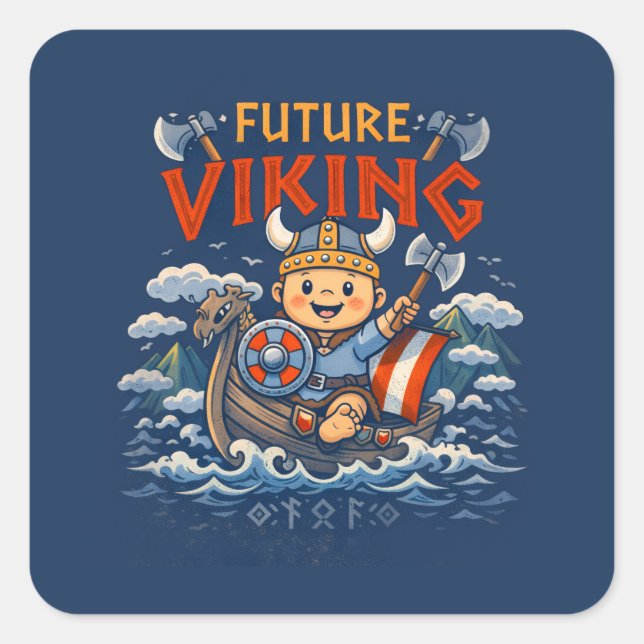 Future Viking Funny Norwegian Stickers (Vorderseite)