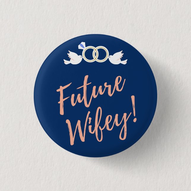 Future Wifey Love Birds in Deep Blue Button (Vorderseite)