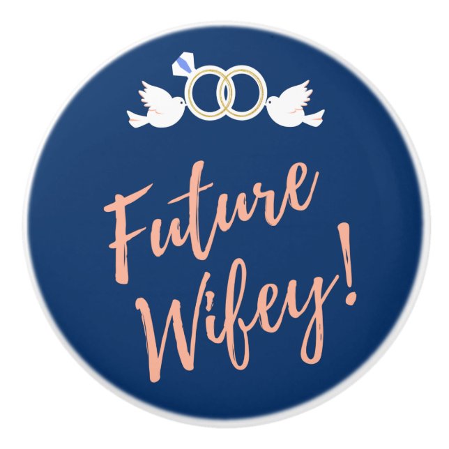 Future Wifey Love Birds in Deep Blue Keramikknauf (Vorderseite)
