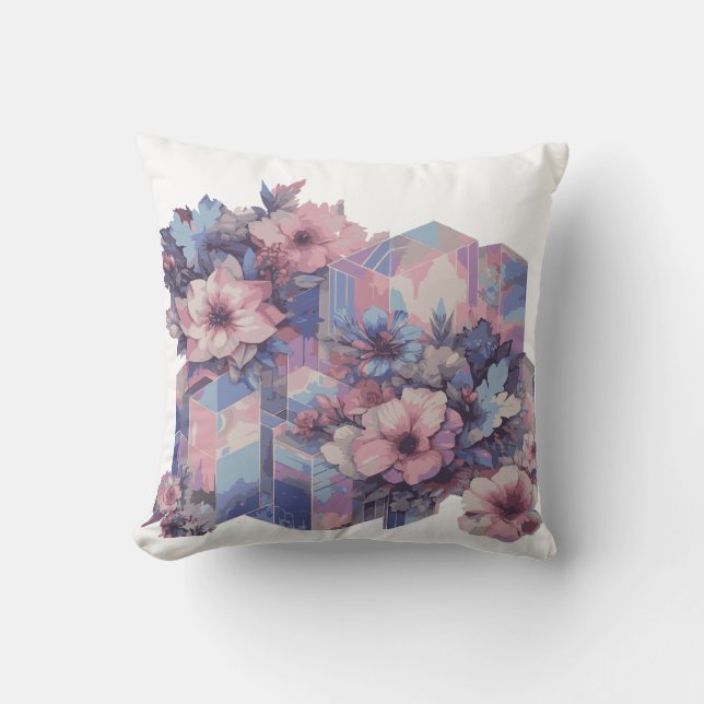 Futurismus Tinted Floral Desin Pillow Kissen (Vorderseite)