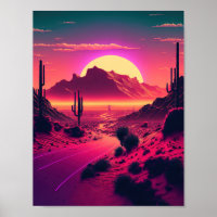Futurist Horizons: Eine Synthwave-Bergwelt