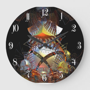 Futuristic 3D fractal Große Wanduhr