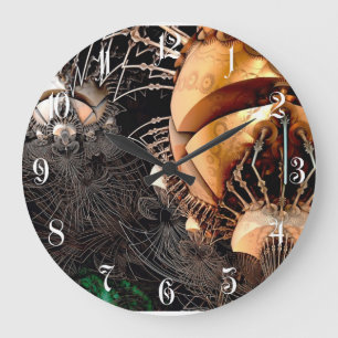 Futuristic 3D fractal Große Wanduhr