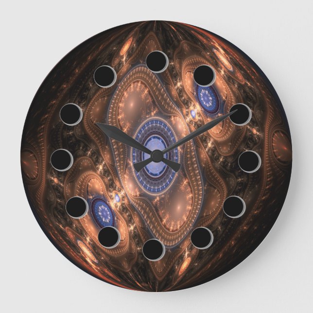 Futuristic Abstract Copper Wall Clock Große Wanduhr (Vorderseite)
