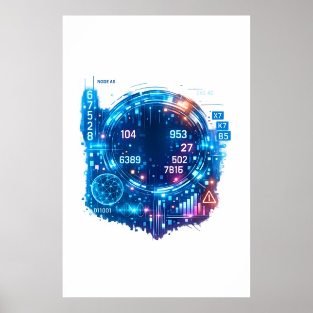 Futuristic AI Data Head Poster – Cyber Tech  (Vorne)