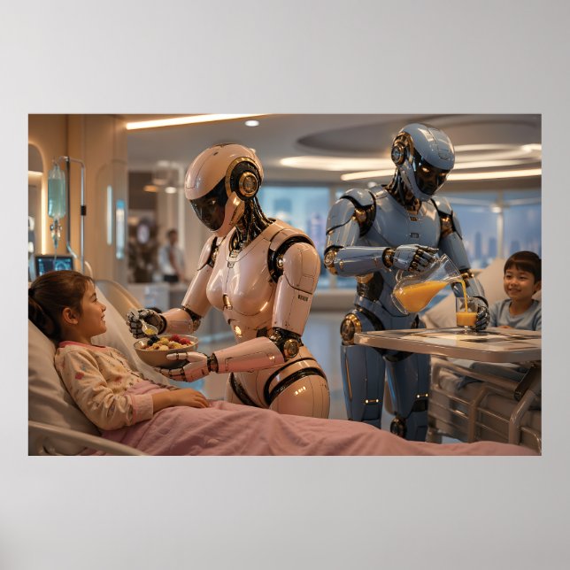 Futuristic AI Robot Caregiver  Poster (Vorne)