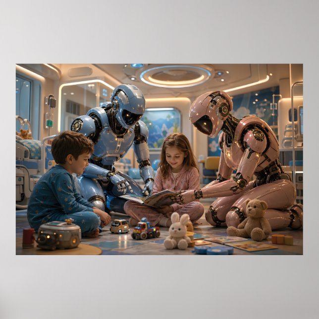 Futuristic AI Robot Caregiver  Poster (Vorne)