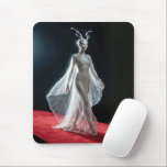 Futuristic Alien Model In Cobweb Gown Mousepad<br><div class="desc">A sleek, metallic alien figure walks down a red carpet, its glistening attire illuminated by the lights, evoking a sci-fi or fantasy setting</div>