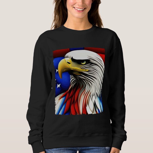 Futuristic American Bald Eagle USA Flag 4th of Jul Sweatshirt (Vorderseite)