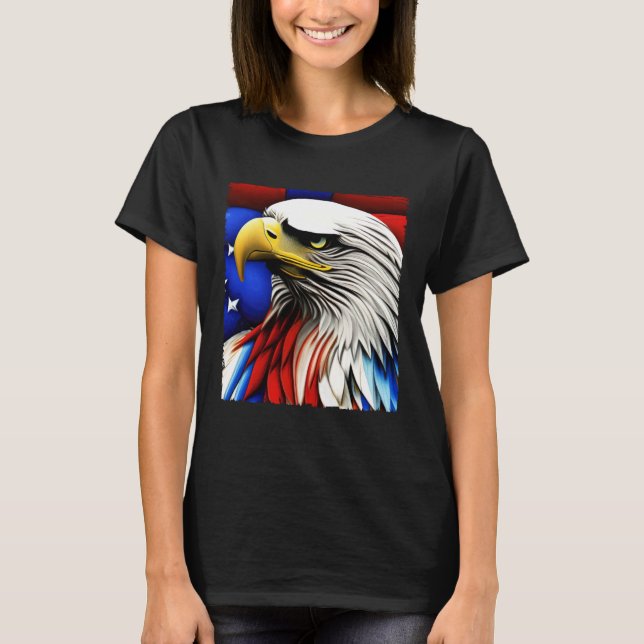 Futuristic American Bald Eagle USA Flag 4th of Jul T-Shirt (Vorderseite)