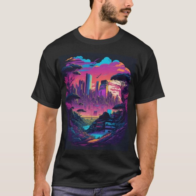 Futuristic City in a Twilight Setting   T-Shirt (Vorderseite)