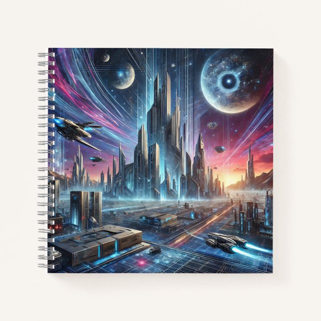 Futuristic City & Space Civilization Notizbuch (Vorderseite)