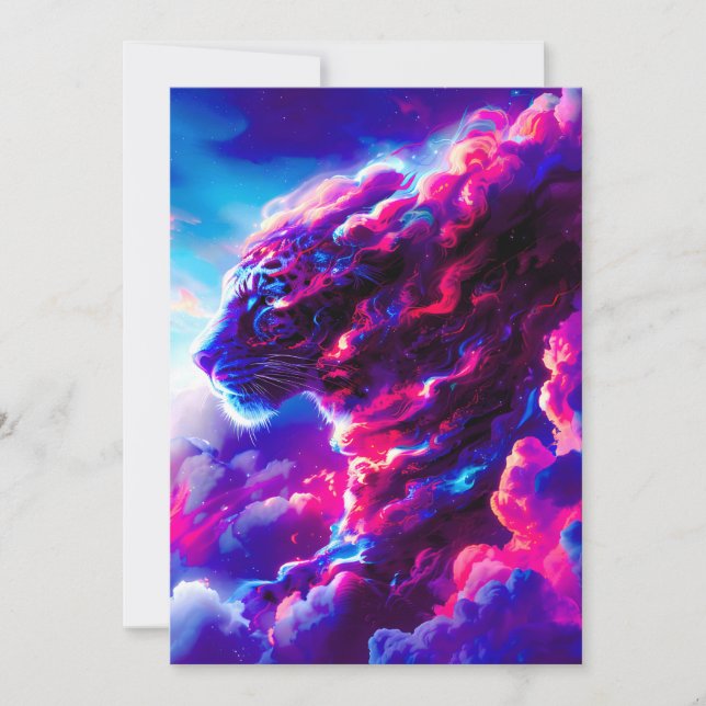 Futuristic Cosmic Neon Leopard  Feiertagskarte (Vorderseite)