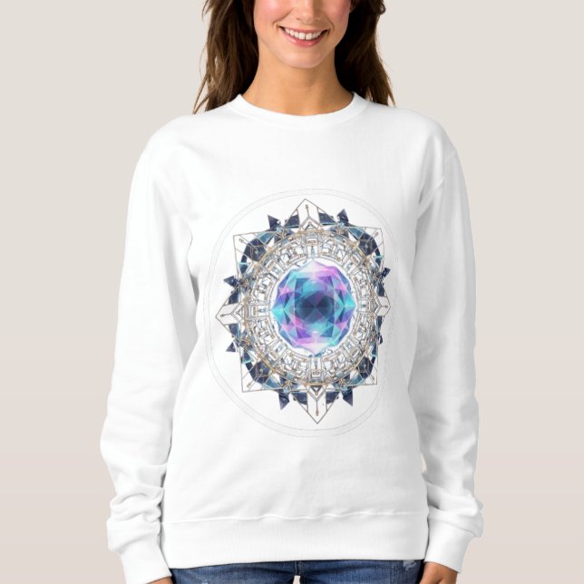 Futuristic Crystal Mandala – Geometric Tech Art Sweatshirt (Vorderseite)