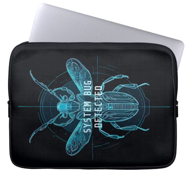 Futuristic Cyber Bug Detected IT Humor Laptop Slee Laptopschutzhülle (Vorderseite)