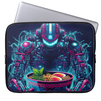 Futuristic Cyberpunk Robot Neon Food Ramen Laptopschutzhülle