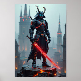 Futuristic Cyberpunk Samurai Warrior - Sci-Fi Mech Poster