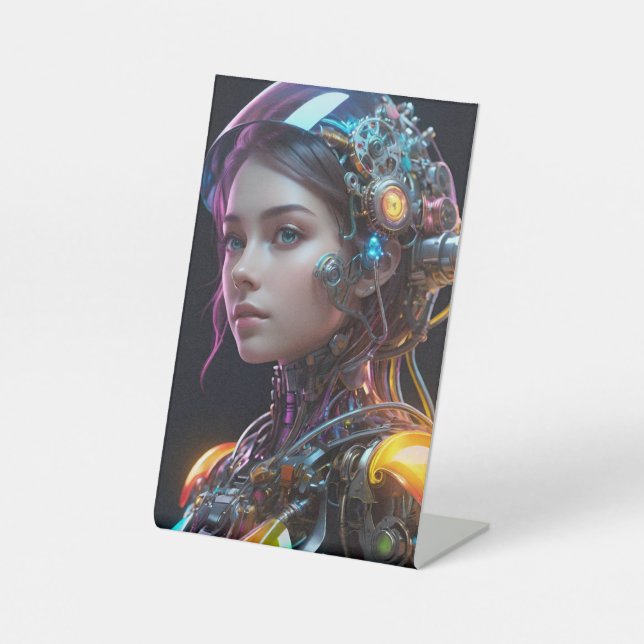 Futuristic Cyborg Girl Sockelschild (Vorderseite)