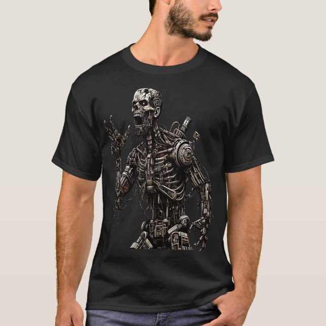 Futuristic Cyborg in Detail T-Shirt (Vorderseite)