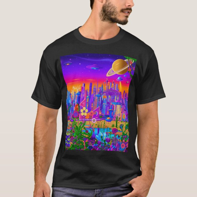 Futuristic Dream City Graphic T-Shirt (Vorderseite)