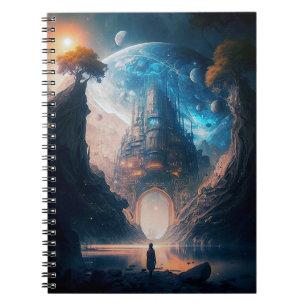 Futuristic Fantasy Castle Landscape Notebook Notizblock