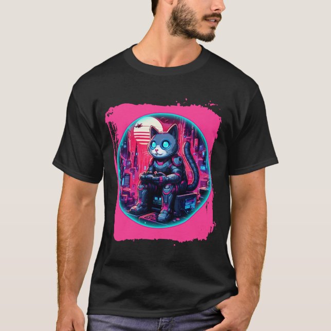 Futuristic Feline Tech T-Shirt (Vorderseite)