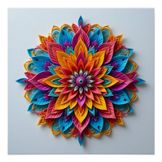 Futuristic Floral Mandala Poster (Vorderseite)