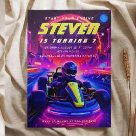 Futuristic Go-Kart Racing Birthday Party Einladung