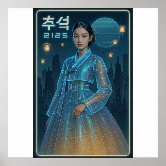 Futuristic Hanbok Chuseok - Korean Sci Fi Art Poster (Vorne)