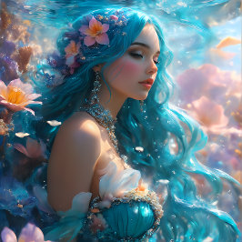 Futuristic Icy Blue Mermaid Schnitt Paper Seidenpapier