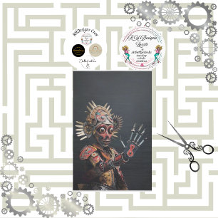 Futuristic Indian Chief Roboter Decoupage Seidenpapier