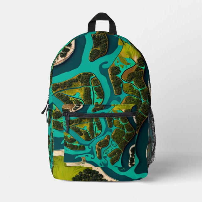 Futuristic Marshlands Bedruckter Rucksack (Vorderseite)