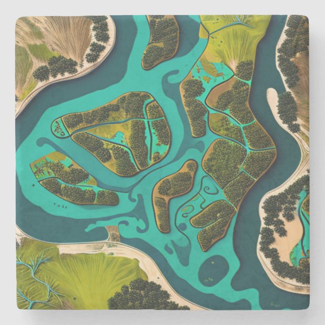 Futuristic Marshlands Steinuntersetzer (Vorderseite)
