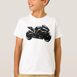 Futuristic Motorcycle Black White Vector  T-Shirt