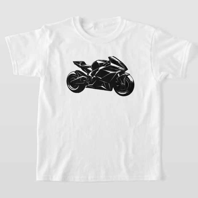 Futuristic Motorcycle Black White Vector  T-Shirt (Ablage )