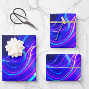 Futuristic Neon Liquid Waves - Electric Energy Flo Geschenkpapier Set