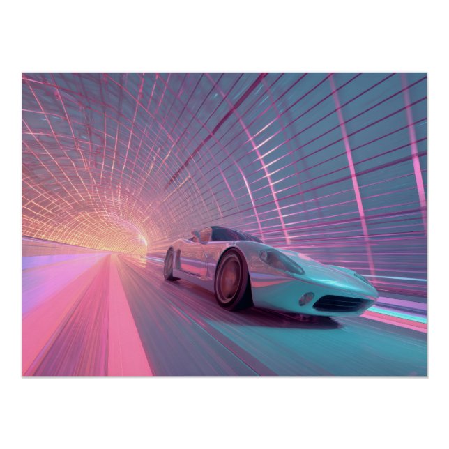 Futuristic Neon Speed Tunnel Art Poster (Vorderseite)