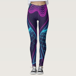 Futuristic Neon Waves Seamless Pattern for Leggings