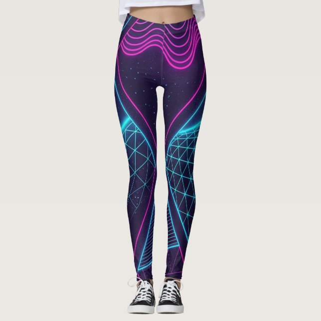 Futuristic Neon Waves Seamless Pattern for  Leggings (Vorderseite)
