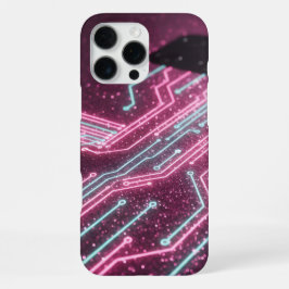 Futuristic Pink Glitter Cyber Circuit iPhone 16 Ca Pro Max Hülle