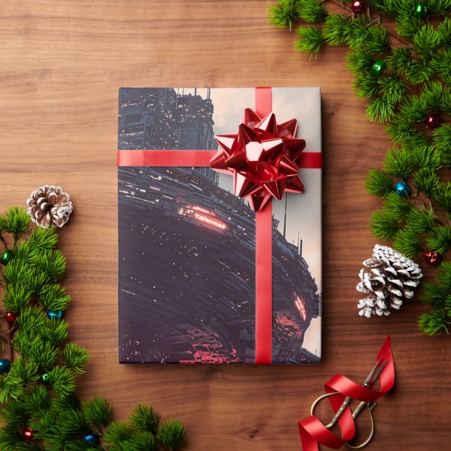 Futuristic platforms in the clouds at twilight geschenkpapier (Feiertagsgeschenk)